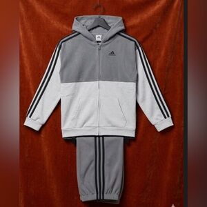 adidas Gray and White Two-Tone Track Hoodie & Pants
